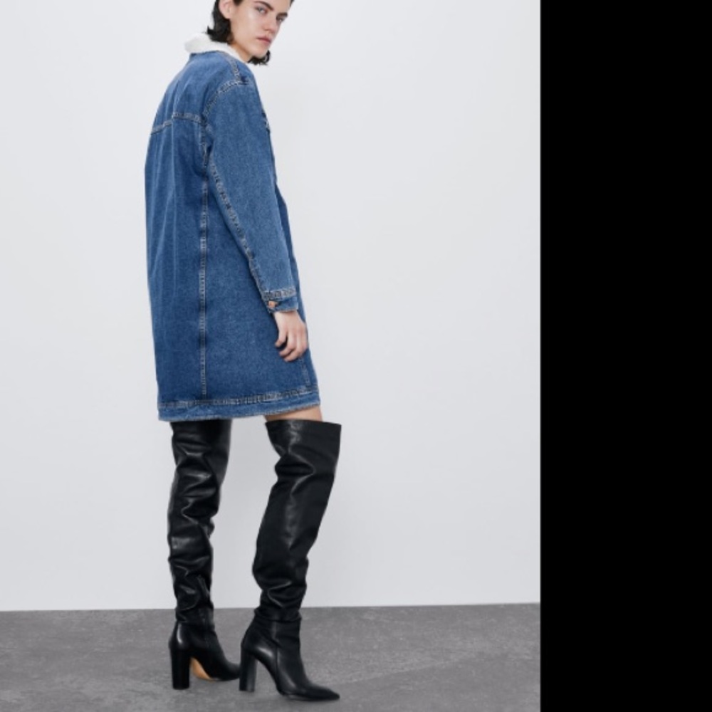 Zara over size denim jacket with fleece - Picture 4 of 7